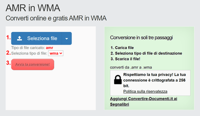 Come convertire AMR file online in WMA