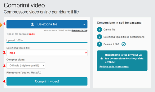 Ridurre le dimensioni dei video online - Passo dopo passo