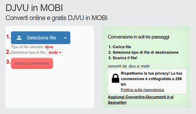 Come convertire DJVU file online in MOBI