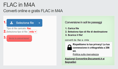 Come convertire FLAC file online in M4A