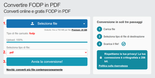 Come convertire FODP file online in PDF