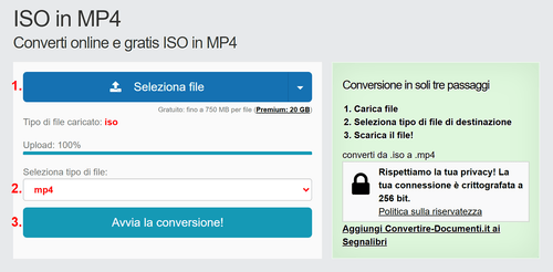 Come convertire ISO file online in MP4
