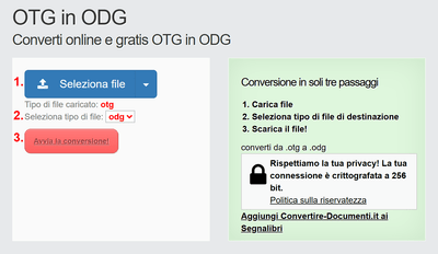 Come convertire OTG file online in ODG