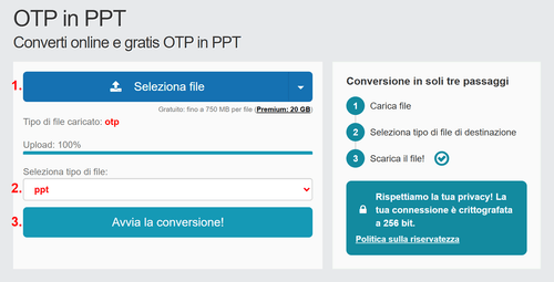 Come convertire OTP file online in PPT