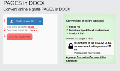 Come convertire PAGES file online in DOCX