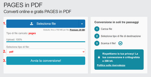 Come convertire PAGES file online in PDF