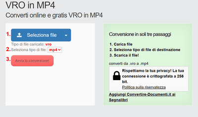Come convertire VRO file online in MP4
