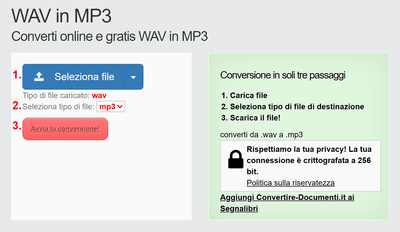 Come convertire WAV file online in MP3