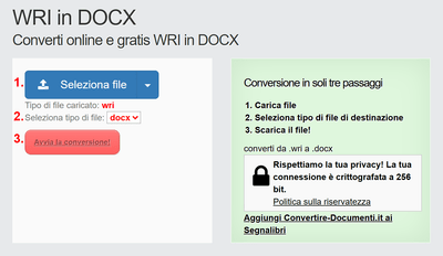 Come convertire WRI file online in DOCX